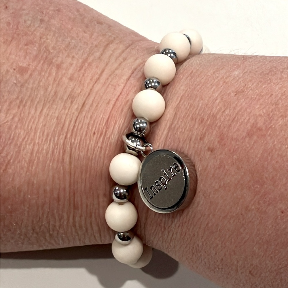 Rustic Cuff | Silver & White Bracelet Set - Picture 5 of 5